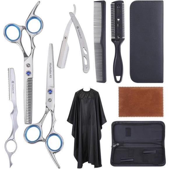 Silver Hair Cutting Scissors for Men and Women,10 Pieces Hair Cutting kit